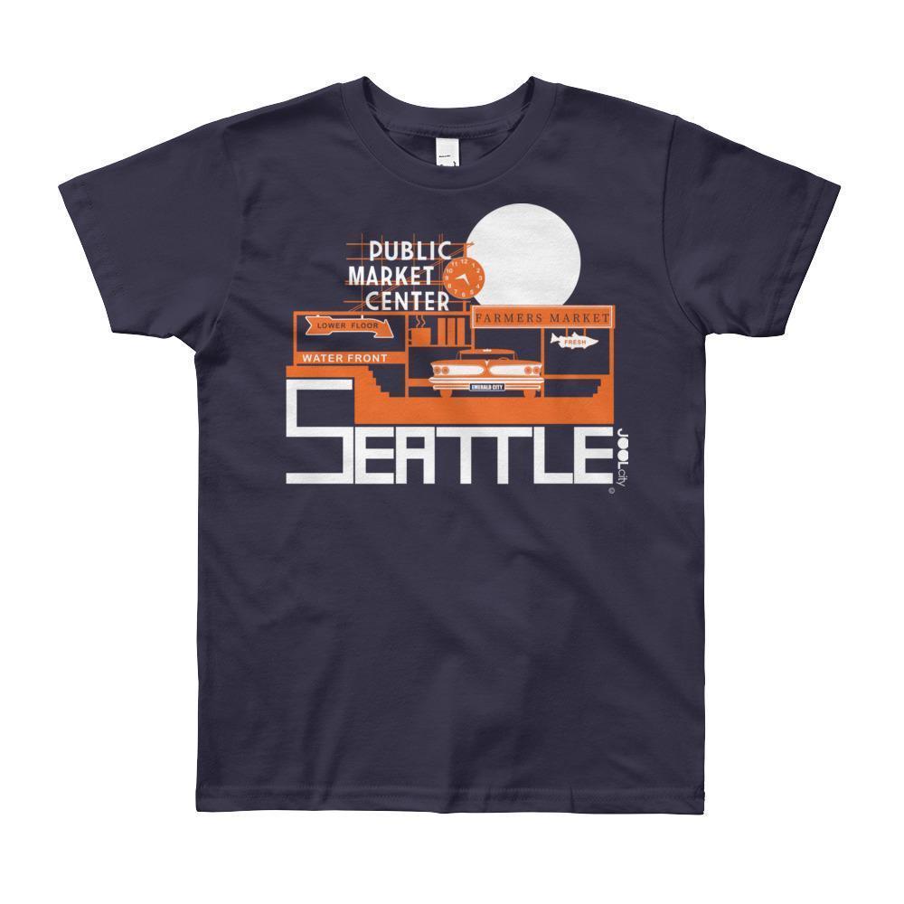 Seattle Market Ride Short Sleeve Youth T-shirt T-Shirt Navy / 12yrs designed by JOOLcity