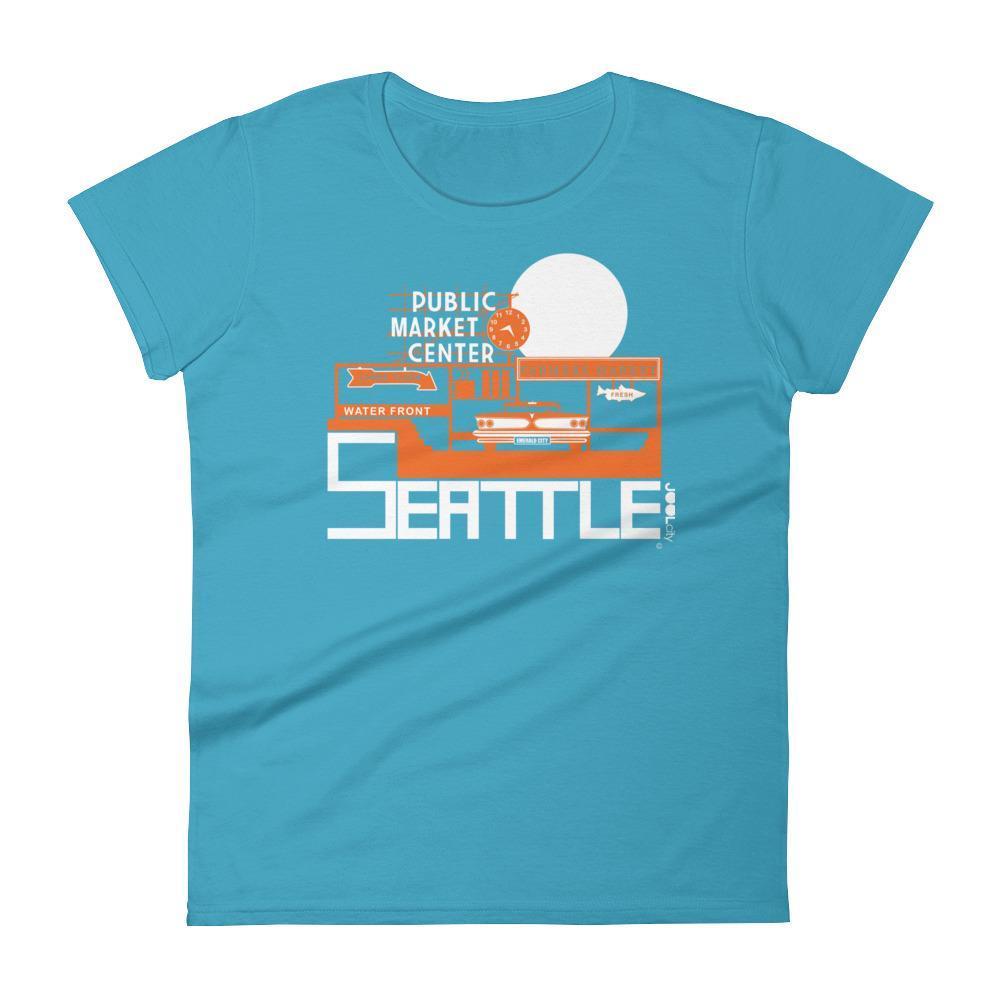 Seattle Market Ride Women's Short Sleeve T-shirt T-Shirt Caribbean Blue / 2XL designed by JOOLcity