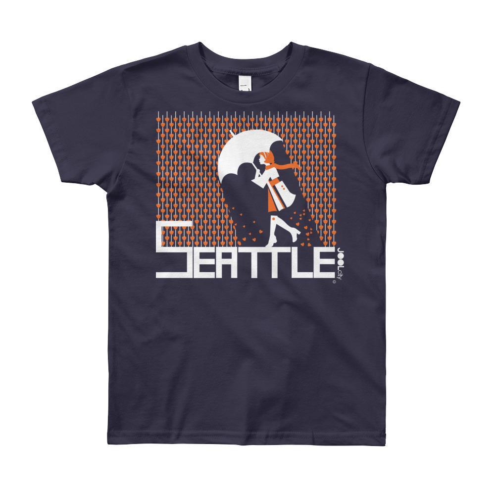 Seattle Raining Hearts Short Sleeve Youth T-shirt T-Shirt Navy / 12yrs designed by JOOLcity