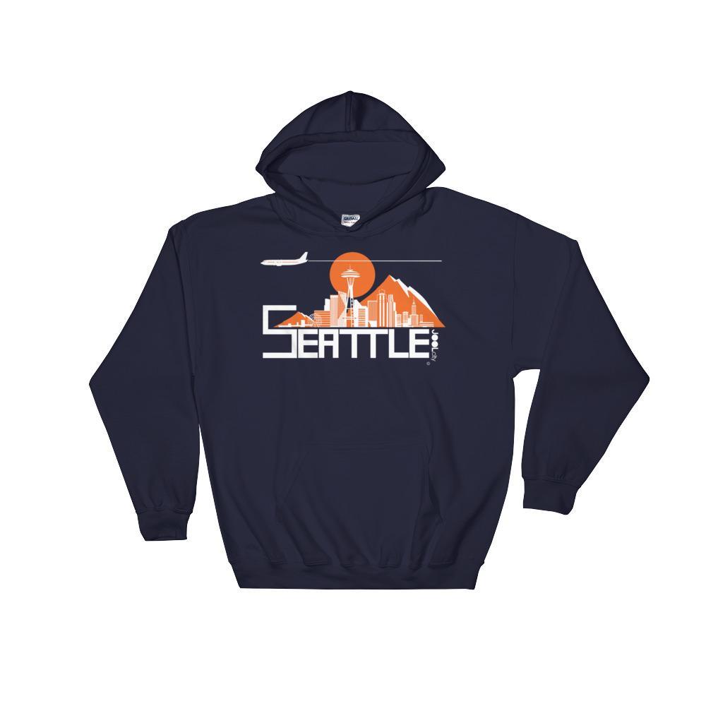 Seattle Skyline Flight Hooded Sweatshirt designed by JOOLcity