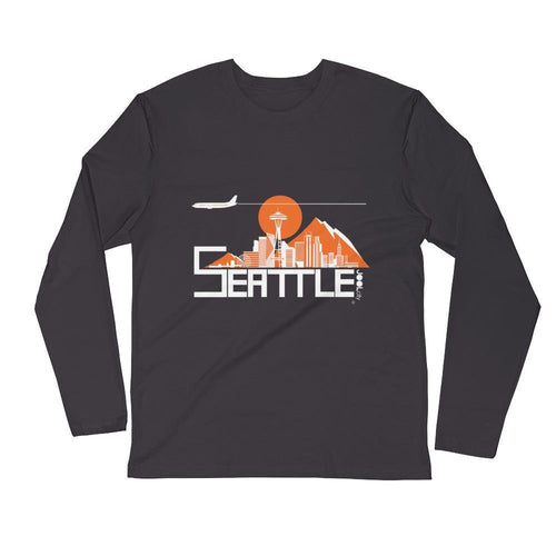 Seattle Skyline Flight Long Sleeve Men's T-Shirt T-Shirt 2XL designed by JOOLcity