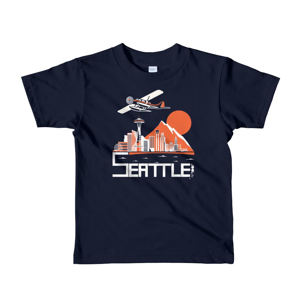 Seattle Soaring Sea Plane Short Sleeve Toddler T-shirt T-Shirts Navy / 6yrs designed by JOOLcity
